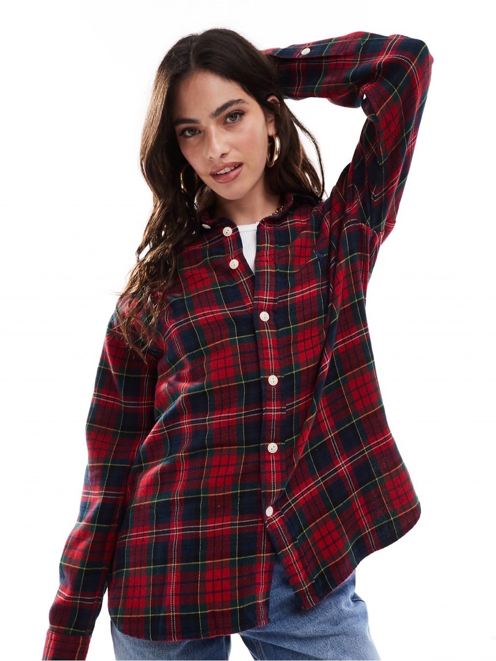 Tommy Hilfiger Plaid Button-Up Flannel Shirt - Red/Black